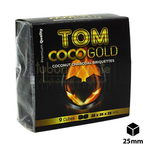 Cutie cu 9 carbuni pentru narghilea confectionati din coaja de nuca de cocos Tom Coco Premium Gold